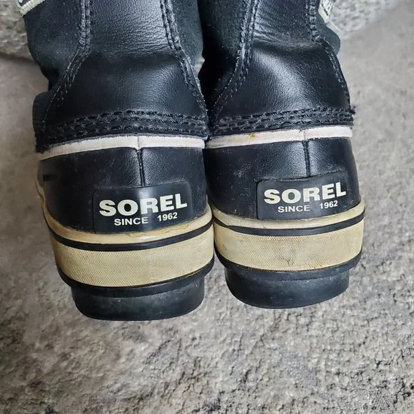 Sorel Boots Womens 7 Tivoli Snow Winter Black Leather Faux Fur Mid NL1631-010 - Picture 4 of 8